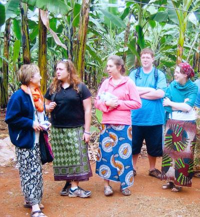 Dr. Winkler (far right) leads students on a study abroad program in Tanzania.